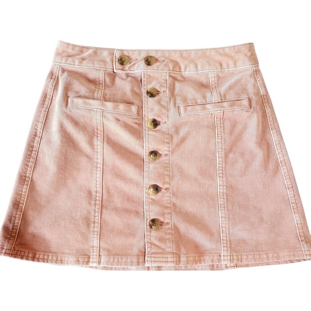 American Eagle Hi Rise A-Line Corduroy Mini Skirt Peach 27.5” Waist